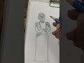 easy girl drawing #easydrawing #trendingshorts #girl drawing with saree #viralshorts