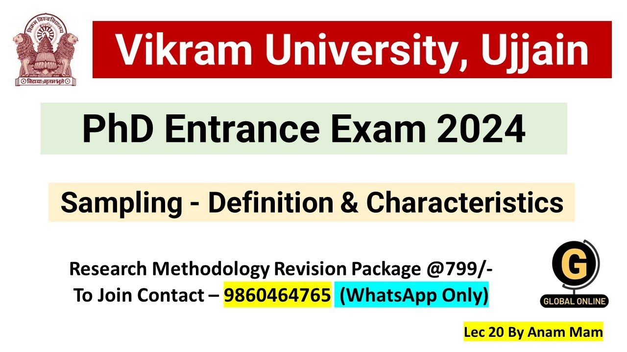 Sampling Its Definition & Characteristics | Research Methodology | Vikram University PhD Exam 2024