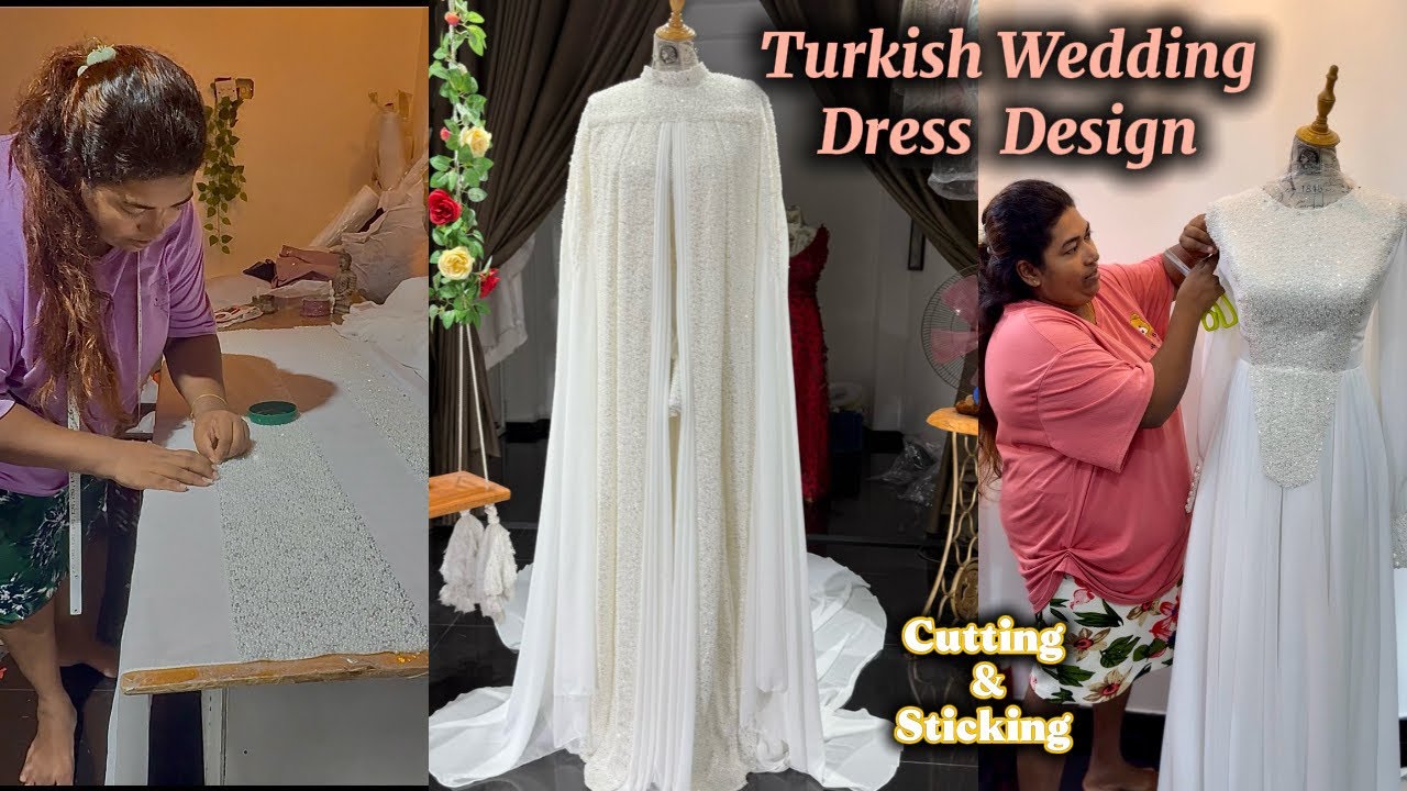 How to Cut & Sew Turkish Wedding Dress Design 🤍 #wedding #cut&Sew #bridal #fashion #turkish 