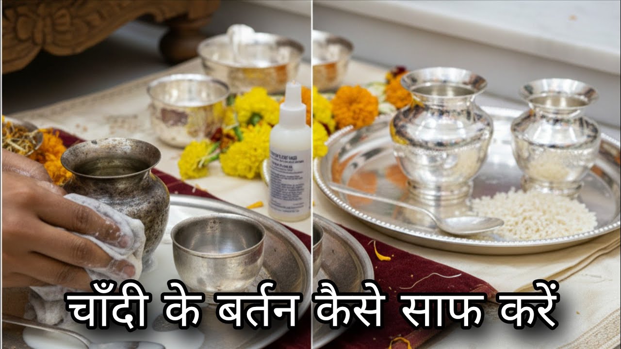 चाँदी के बर्तन चमके बस कुछ सेकंड में | How to clean silver jewellery and Utensils in seconds 