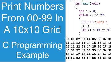 Print Numbers From 00-99 In A 10x10 Grid | C Programming Example