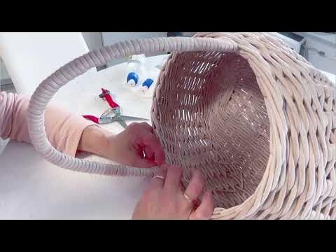 Корзина из бумажной лозы. МК Плетём ручку для корзины. - YouTube