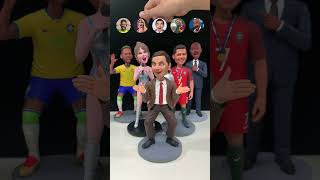 Celebrity Bobbleheads ：Mr. Bean, Taylor Swift, Neymar, Xavi, and Ronaldo in Clay