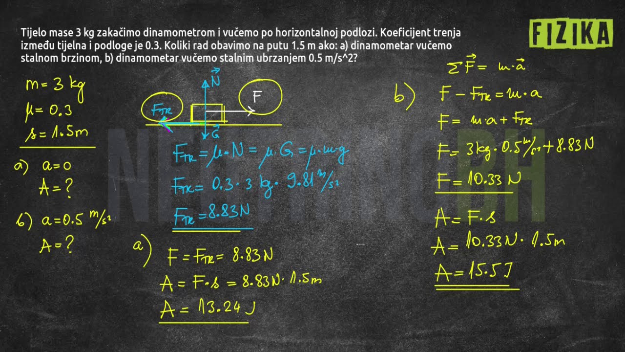 Mehanika: Mehanički rad i sila trenja - ZADATAK - YouTube
