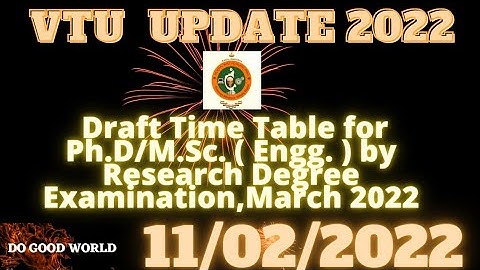 VTU UPDATES TODAY 2022 || VTU LATEST UPDATE || Draft Time Table for Ph.D/M.Sc.... #vtu #DOGOODWORLD