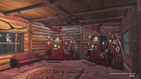 Fallout 76 - C.A.M.P. Build - Lakeside Waterfall Log Cabin