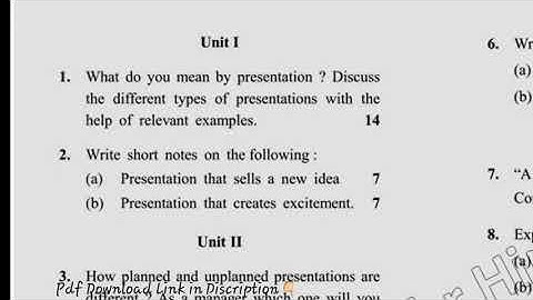 2017 BBA 4th Sem Presentation Skills Question Paper