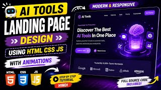 AI Tools Landing Page Design Using HTML CSS JavaScript 🔥 | Animated Website Tutorial Hindi 2026
