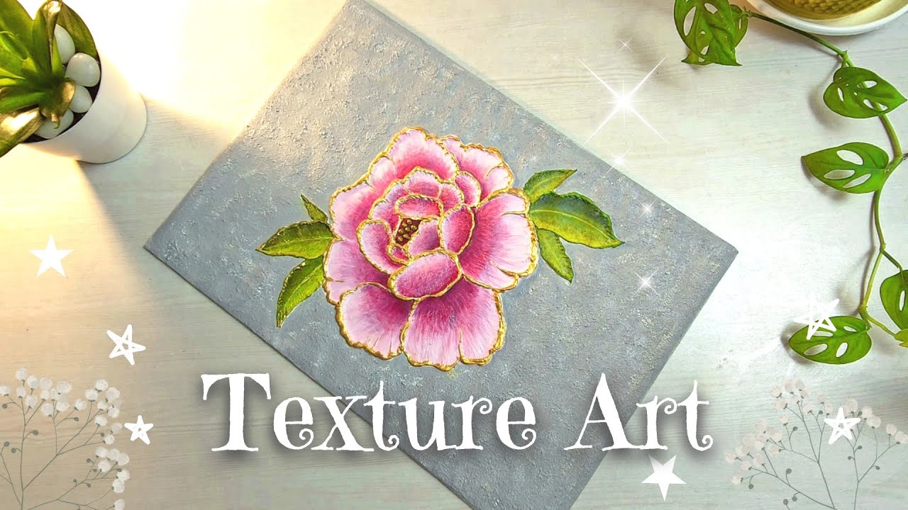 Texture Art | DIY| Flower painting texture| texture Art for beginners ...