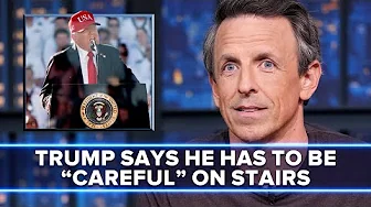 Trump Says He Will "Probably" Fall Down Stairs One Day During Navy Anniversary Speech