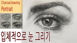 How to draw eyes in three dimensions / Portrait / Charcoal drawing for beginners