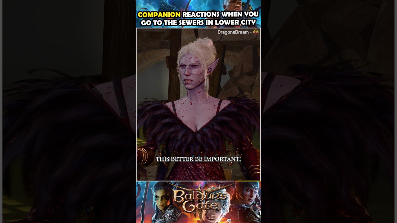 Companion reactions to the smell of the sewers in Baldur's Gate 3