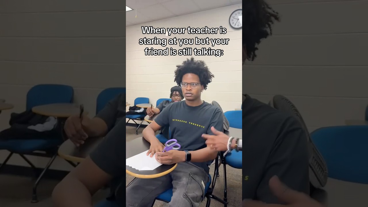 When your teacher is staring at you, but your friend is still talking🤨