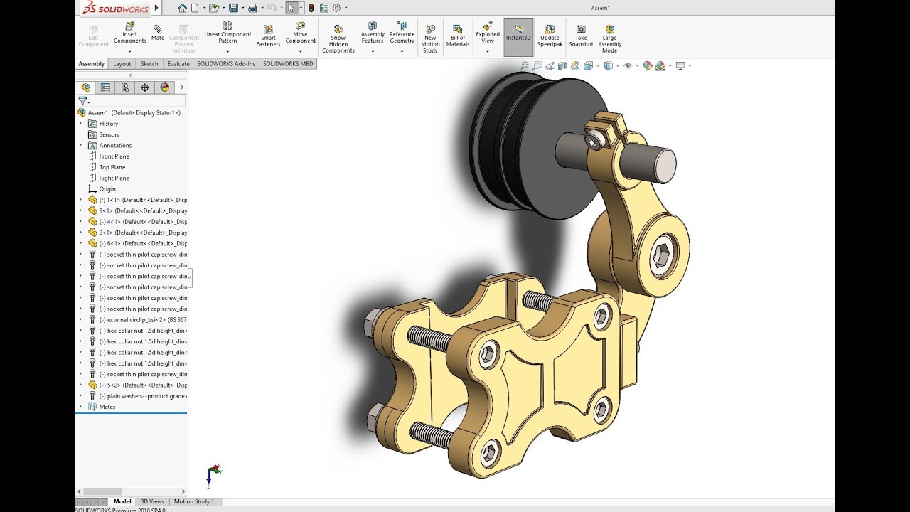 SOLIDWORK ASSEMBLE TUTORIAL PART 1(CHAIN ADJUSTER) - YouTube