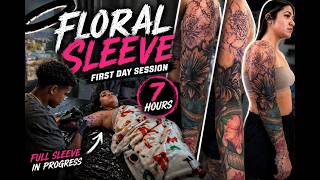 She Sat 7 Hours For This Flower Tattoo Sleeve... & Its Still Not Done