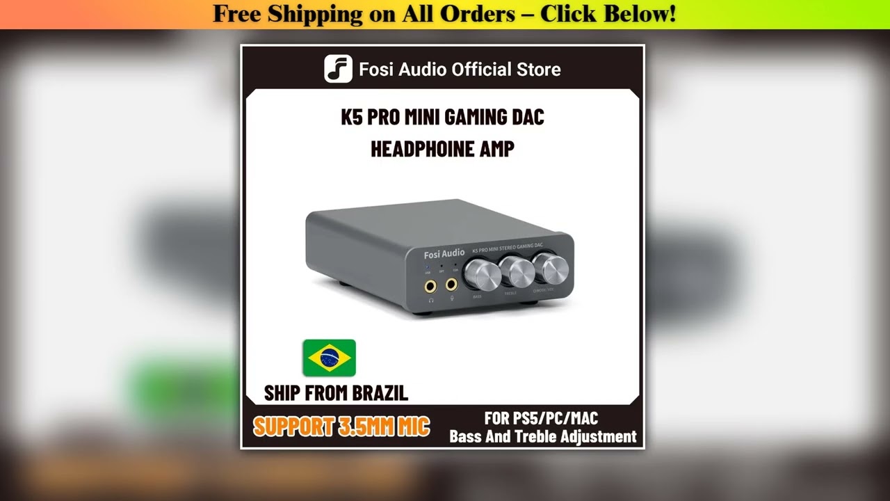 Fosi Audio K5 PRO Gaming USB DAC With Microphone Headphone Amplifier Desktop Mini Audio DAC Amp For