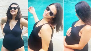 Mommto-B Nehadhupia Enjoys A Pool Party For Two In Black Swimsuit View Pictures