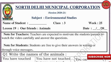 Class 3 EVS Week 25 Lesson 19 Our friends : Animals (09/12/20) Knowledge Kingdom Class III Worksheet