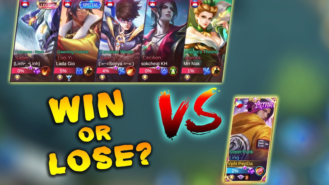 Top Global LING VS 5 Powerful Heroes | Win or Lose? | Mobile Legends Pc ~Noling Gaming