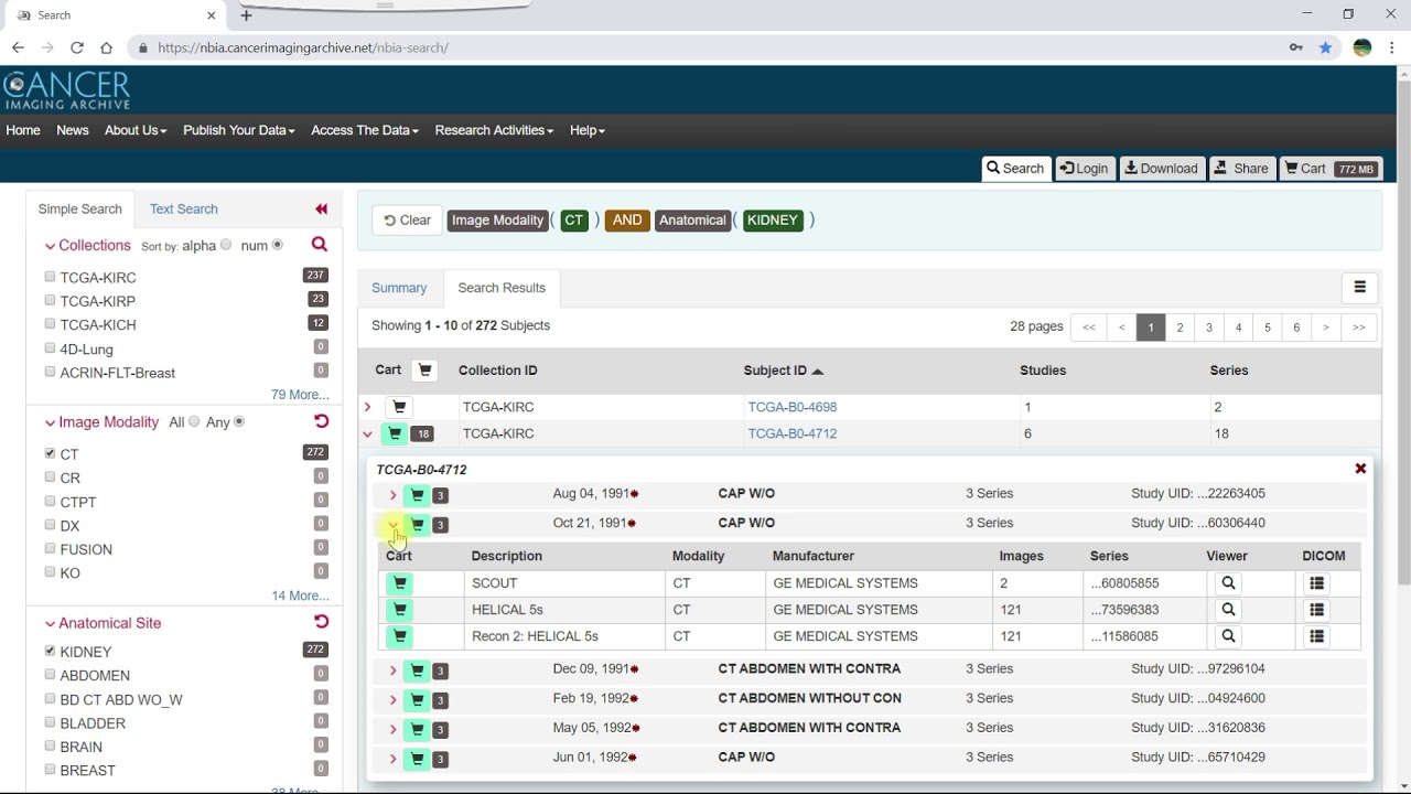 Using the Data Cart in the TCIA Data Portal