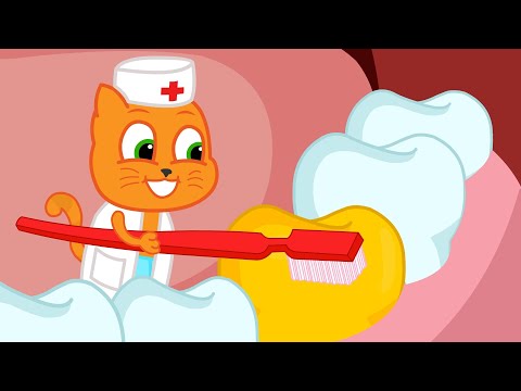 🔴 Cats Family in English - Dental Treatment Cartoon for Kids