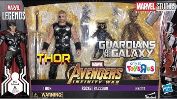Marvel Legends THOR, ROCKET RACOON, TEEN GROOT 3-PACK Toys R Us Exclusive Avengers Infinity War