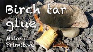 Making primitive birch tar glue, the simple way 🔥