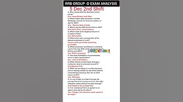 RRB GROUP D EXAM ANALYSIS 2025|5 Dec 2nd Shift|RRB GROUP-D EXAM ANALYSIS Today#rrbgroupd#gkgs#shorts