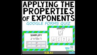 Applying the Properties of Exponents Google Forms Quiz Preview