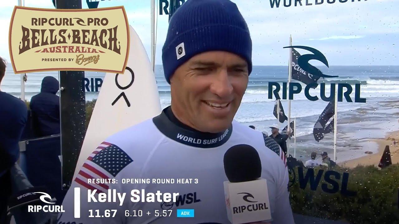 Kelly Slater Wins First Heat Of '24, Talks Excitement For Baby On The Way / Rip Curl Pro Bells Beach