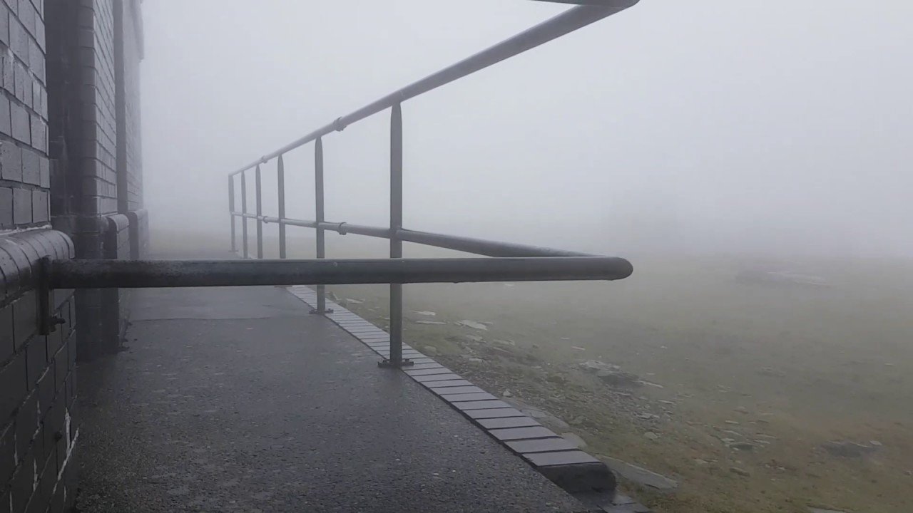 The weather at Snaefell mast on the Isle of Man during a maintenance visit.