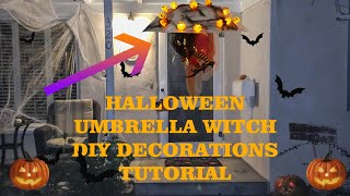 🎃 Halloween Flating umbrella witch DIY decorations tutorial🎃