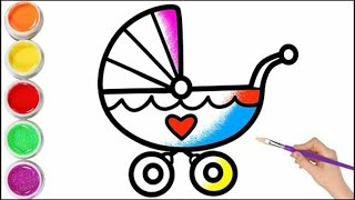 How to draw a baby carriage for kids