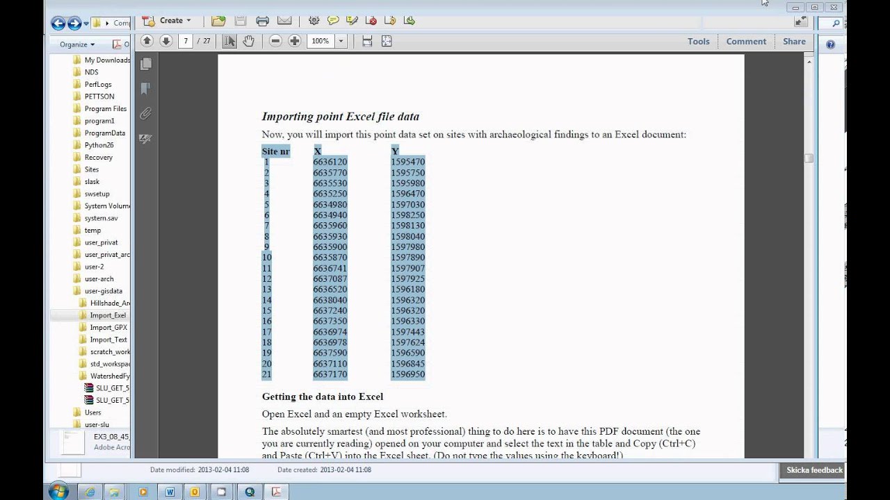 Import Excel Point Data