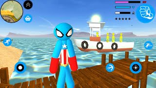 Süper Kahraman Çöp Adam - Capitaine Spider American Stickman Rope Hero Mafia #28 - Android Gameplay screenshot 4