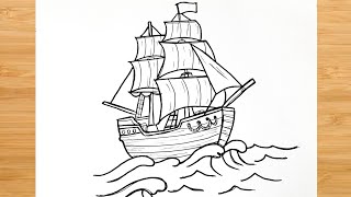 How to Draw a Ship Step by Step | Easy Ship Drawing Tutorial
