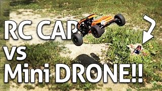 MASSIVE RC CAR vs Mini Racing Drone CHALLENGES!!