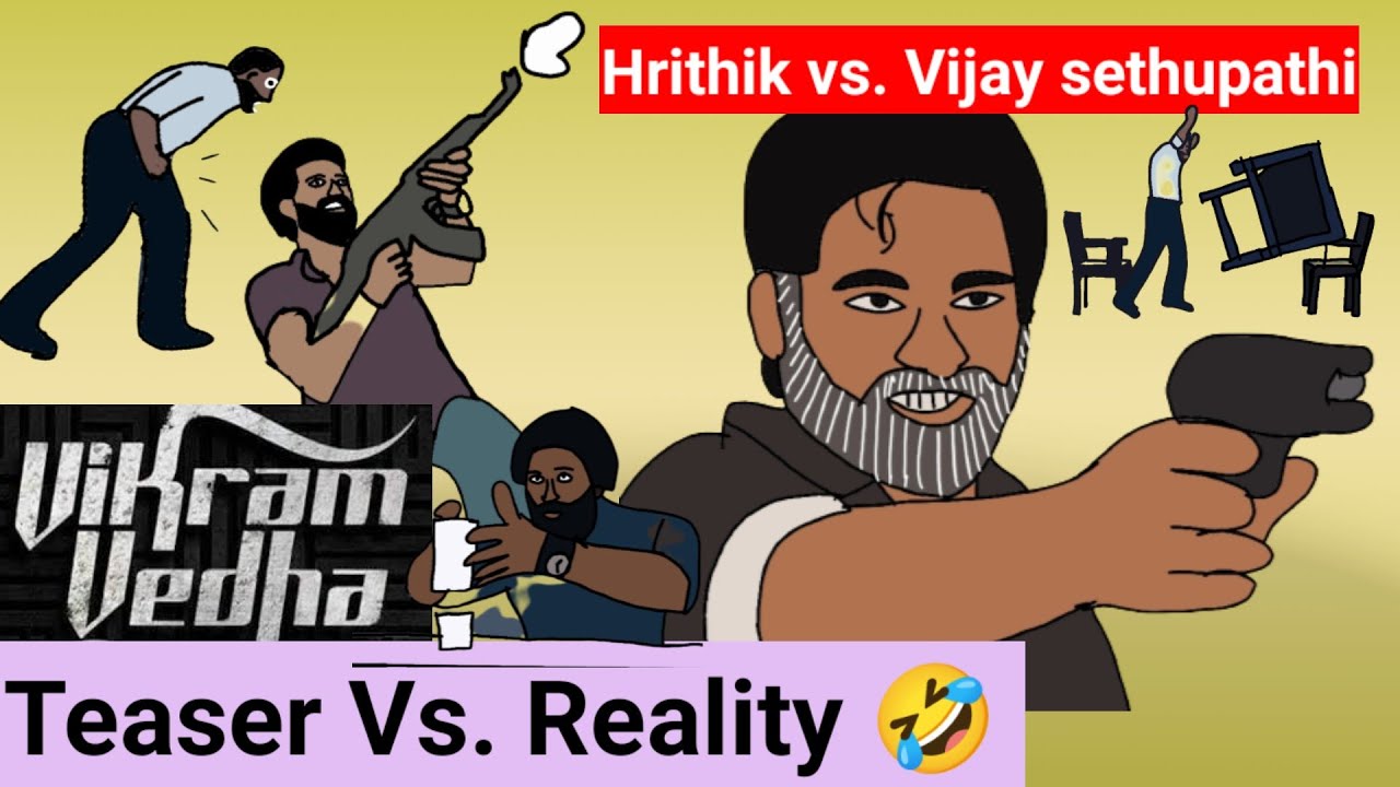VIKRAM VEDHA Teaser | Movie Vs. Reality | 2d animation | Hrithik Roshan, Saif Ali Khan, Radhika Apte