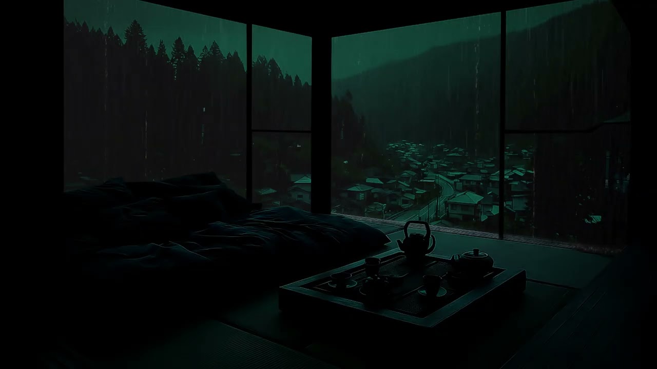 Midnight Mountain Cabin Rain Outside Window 🌧 (No Ads) | Quiet Dark Bedroom Sounds for Restful Sleep