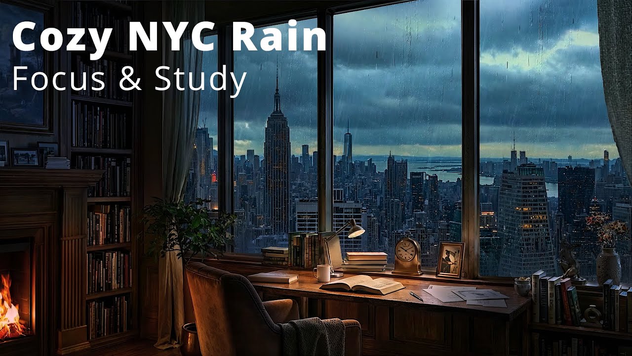 Cozy New York City Rainy Study Room ☕🌧️ Focus & Relaxation