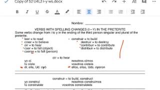 Avancemos 2, unidad 4.2:  I to Y Verbs In The Preterite