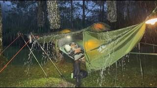 Extreme Rain Camping: Setting Up a Tent in Torrential Rain‼️
