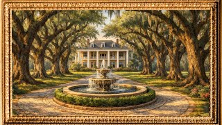 2 Hour Relaxing Piano Music | Framed Southern Mansion Art for TV - Oak Trees & Fountain Ambience screenshot 4
