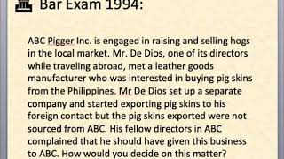 Bar Exam Question Analysis 1994 Disloyalty of Directors