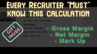 Every Recruiter Must Know It | Calculation | Gross Margin | Net Margin | Mark Up | Suman Pachigulla