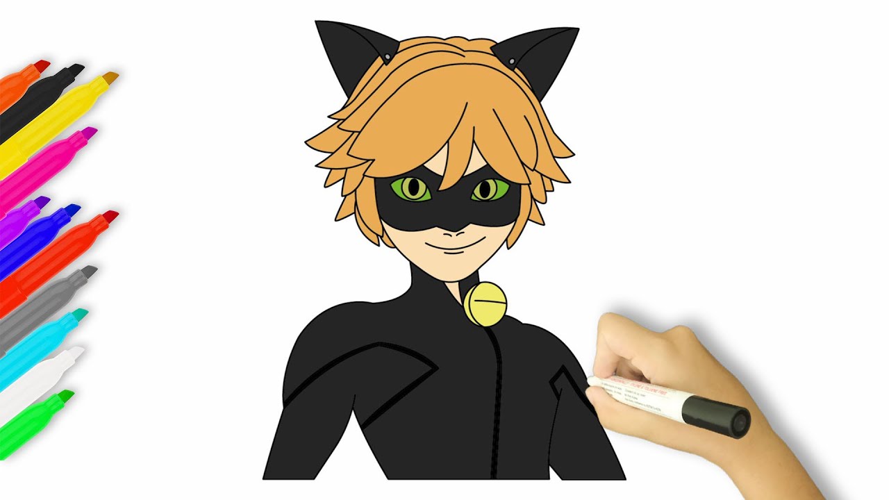 HOW TO DRAW CAT NOIR  How to Draw Ladybug Step by Step Miraculous The  Adventures of Ladybug 