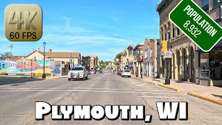 Driving Around Small Town Plymouth, Wisconsin in 4k Video