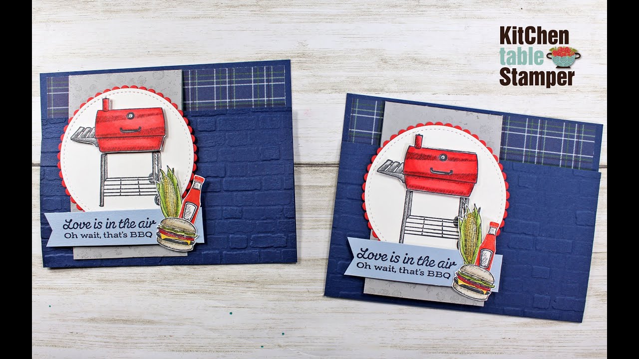 Stampin' Up! Outdoor Barbecue Joy Fold Card Making Tutorial Video with Kitchen Table Stamper
