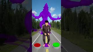 I jump on Button to red dinosaur, purple wolf & green frog 😱🔥funny magic video😂 #shorts #vfx #vfxpro