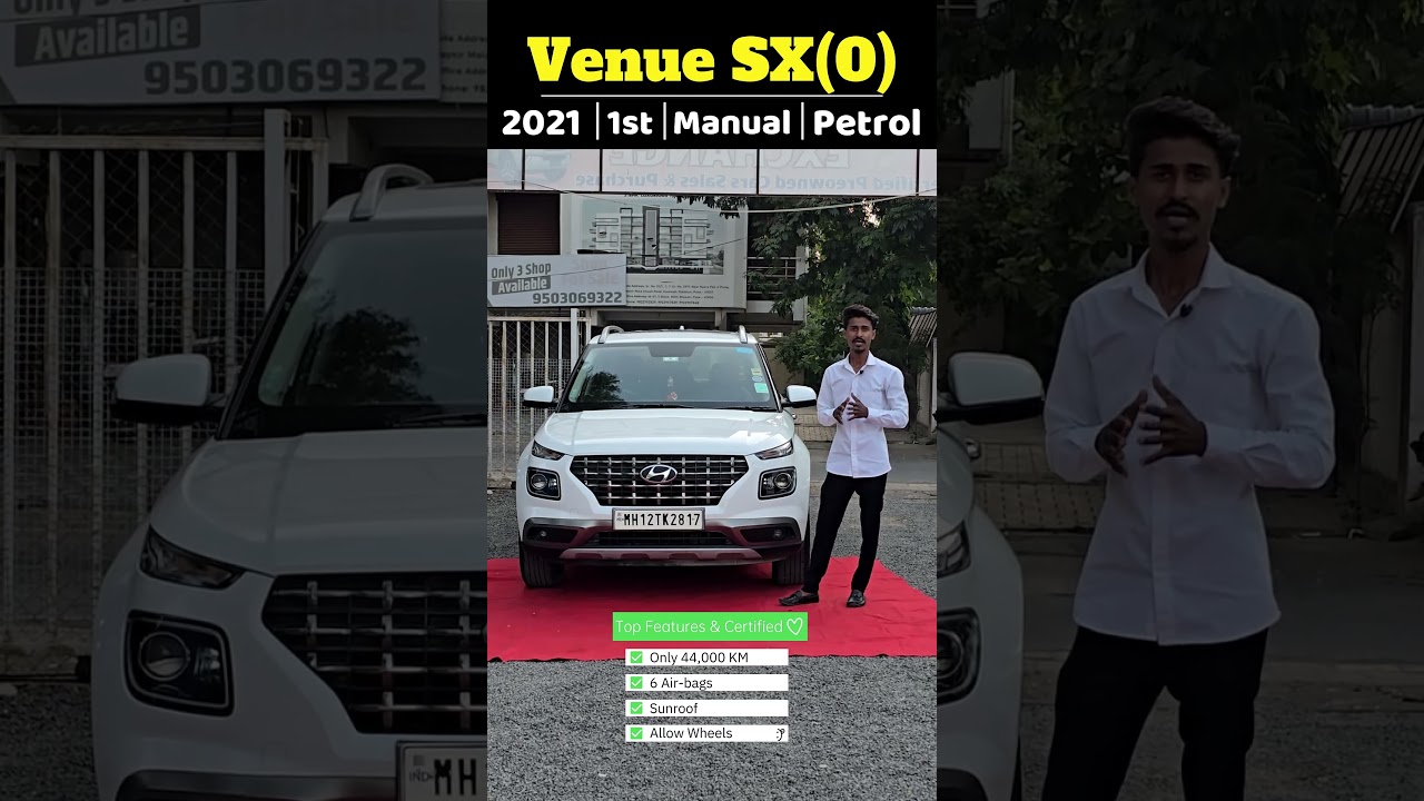 🤍 Hyundai Venue SX(O) Turbo | 2021 | Polar WhiteMH12 Pune registered | Single Owner | 40,000 km